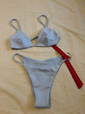 Left On Friday Pale Blue Triangle Bikini Set